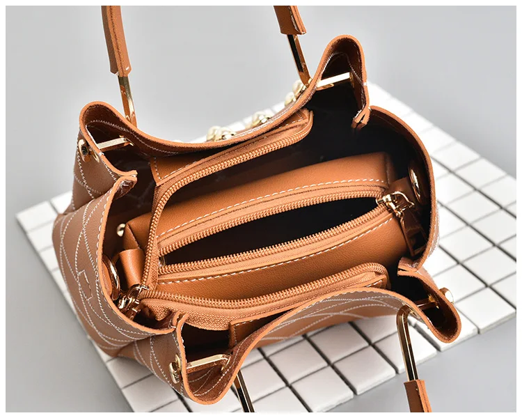 2018 New Plaid Small Handbag Women Fashion PU Leather Shoulder Bag Female Pearl Decoration Crossbody Lady Casual Totes | Багаж и сумки