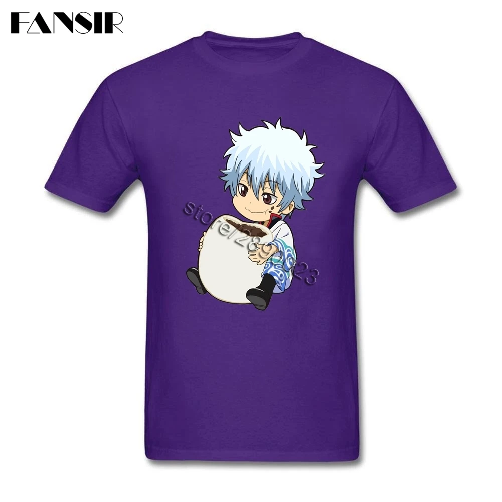 Милый Для мужчин футболка аниме &quotгинтама&quot короткий рукав натуральный хлопок