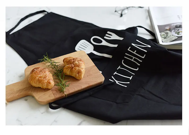 Nordic Baking Master Kitchen Tools Print White Black Stripe Fresh Apron Cotton Cooking Love | Дом и сад
