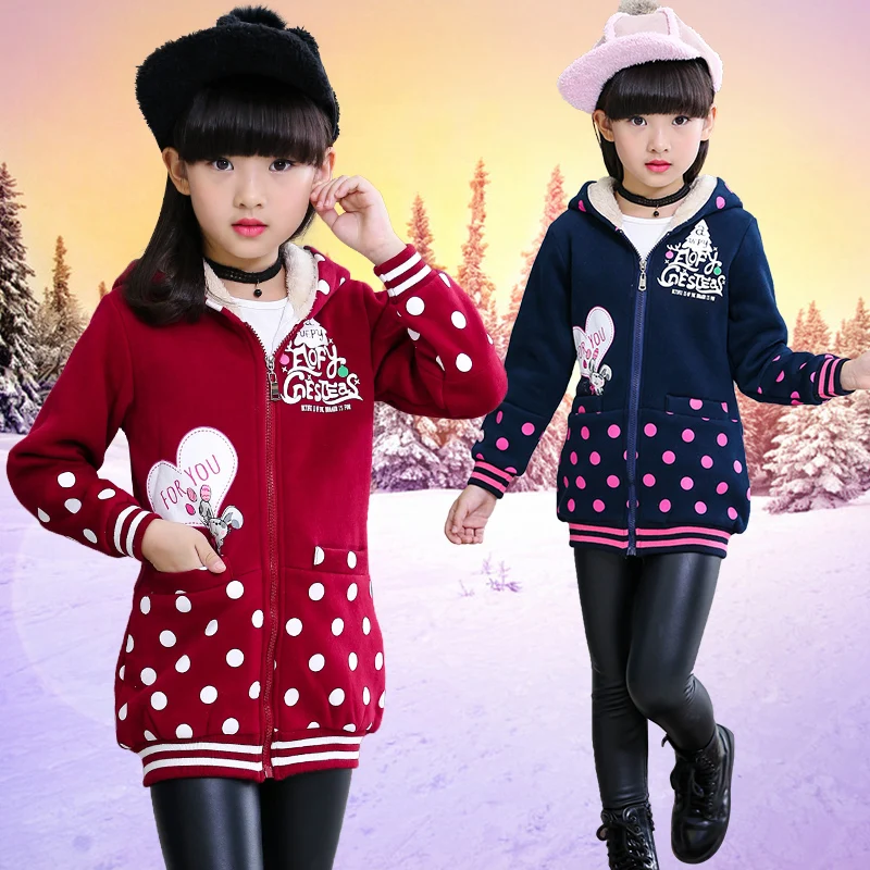 Новинка Весна 2018 толстовки с капюшоном для девочек спортивные куртки в горошек