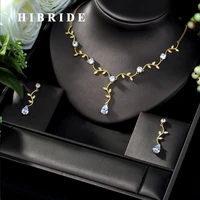 hibride clear best quality brilliant crystal zircon earrings and necklace bridal jewelry set wedding dress accessaries n 201