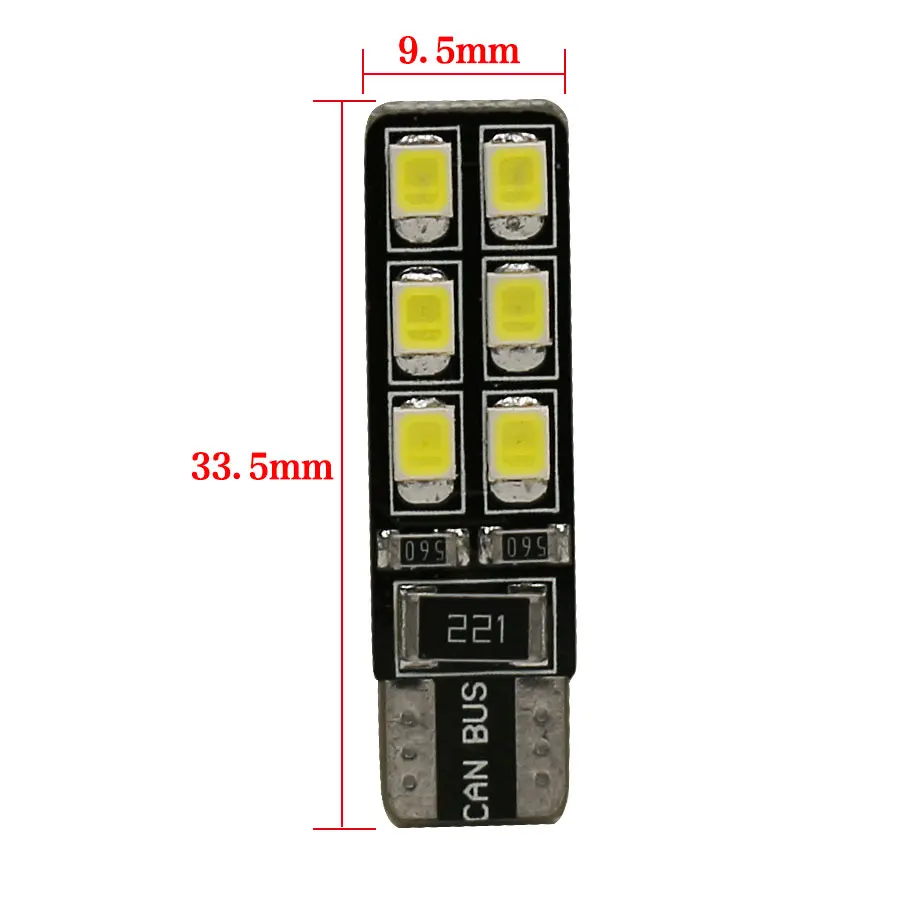 Автомобильные светодиодные лампы CANBUS T10 W5W 12 светодиодов 3528 SMD белые красные