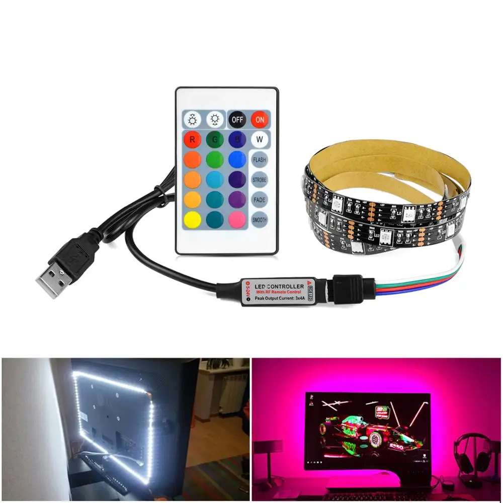RGB светодиодный светильник лента DIY светодиодный ТВ ПОДСВЕТКА SMD 5050 USB мощность светодиодный светильник лента для ТВ Настольный экран фоновый светильник