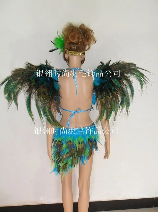Одежда с перьями для выступлений на сцене подиума карнавала головной убор