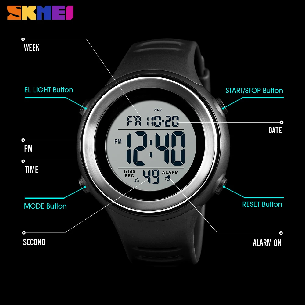 SKMEI новые военные спортивные мужские часы модные уличные цифровые Chrono