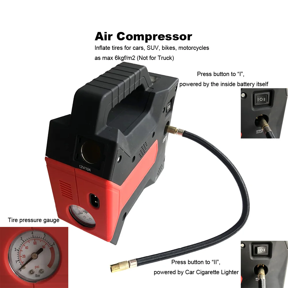 Многофункциональный автомобильный пусковой стартер Booster Power Bank воздушный