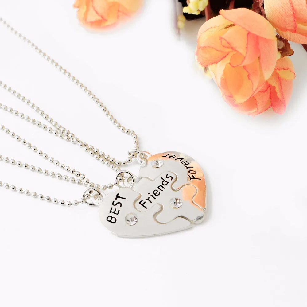 MINGQI 3 шт./компл. Best Friends Forever Three Hearts BFF ожерелье с разделенным сердцем креативная