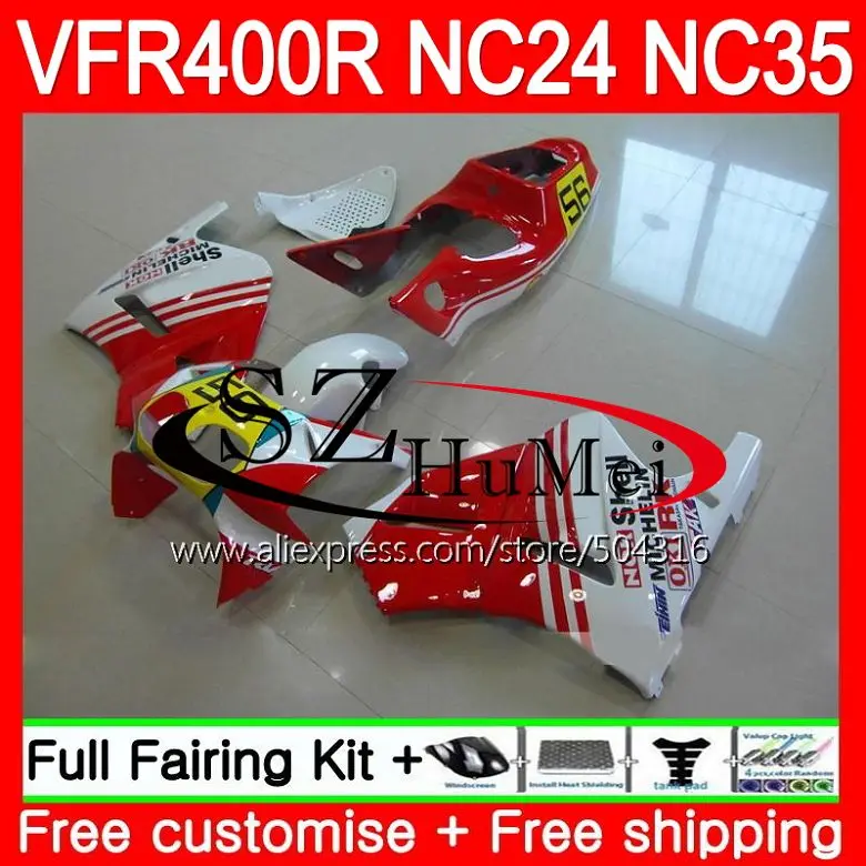 

RVF400R для HONDA VFR400 R RR NC24 VFR400R 87 88 94 95 96 125SH.8 NC35 V4 VFR 400R 1987 1988 1994 1995 1996 обтекатель, цвет красный, белый
