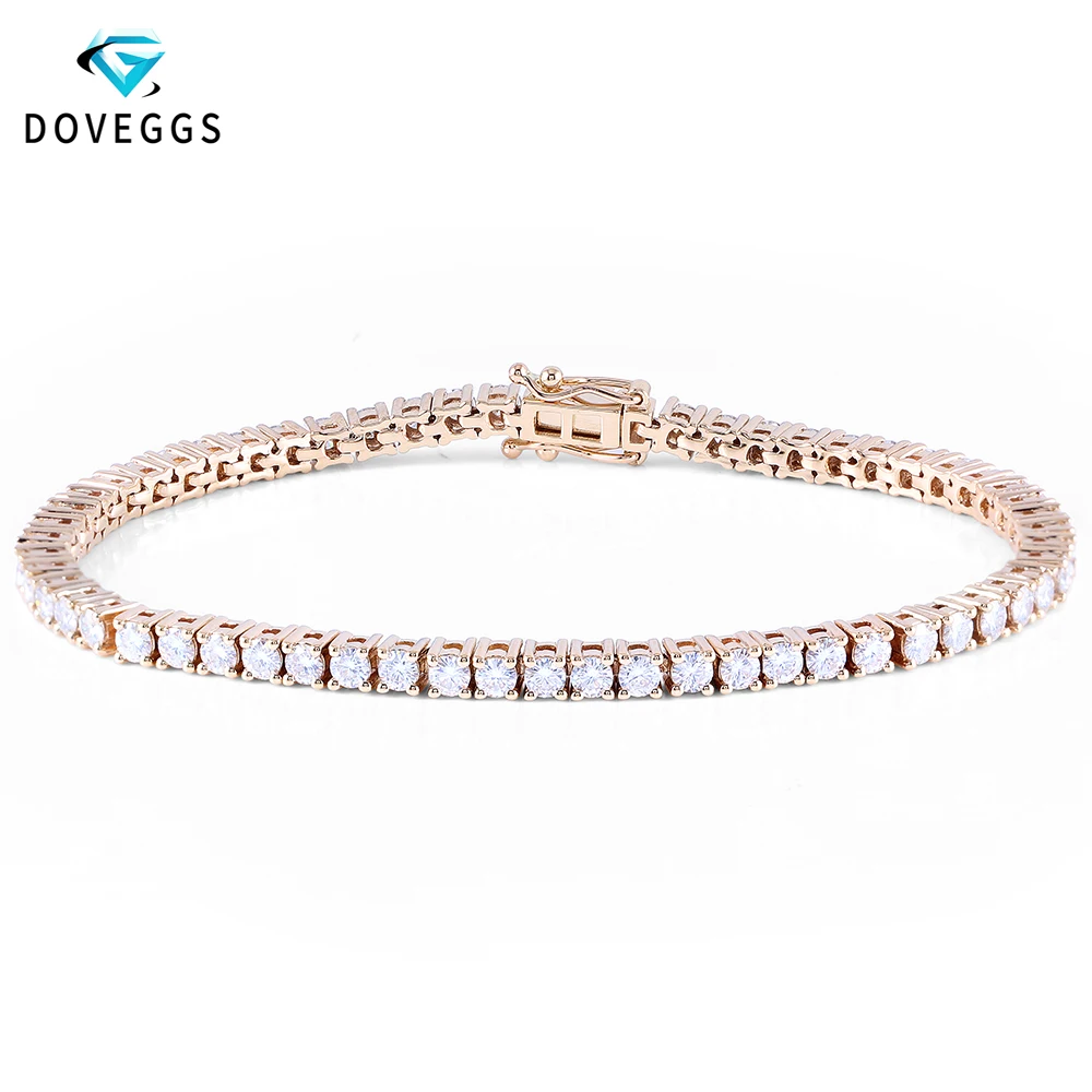 Женский браслет для тенниса DovEggs однотонный из белого золота 14 к 585 пробы желтое