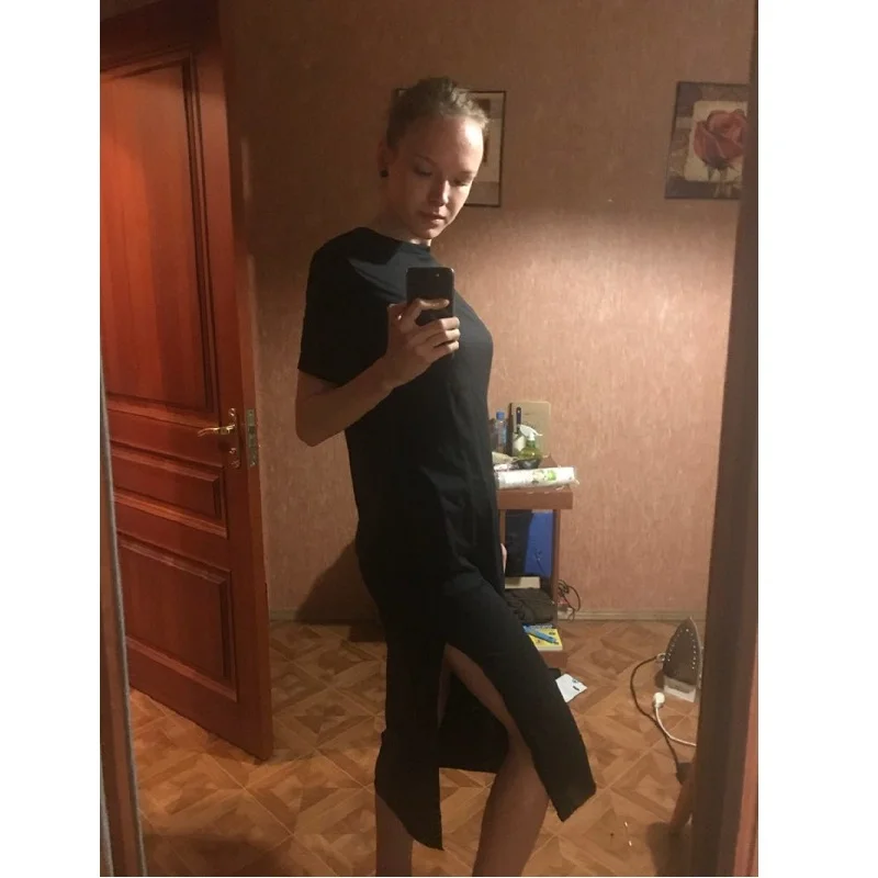 Женское пляжное платье-джемпер с круглым вырезом и коротким рукавом в стиле