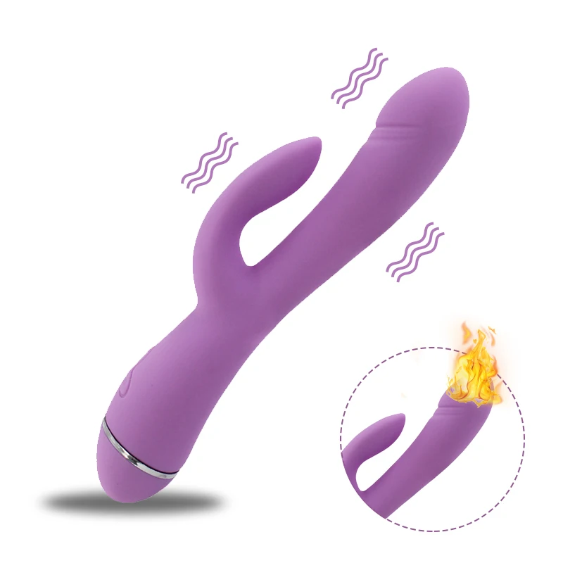 Силиконовый G Spot фаллоимитатор Отопление кролик вибратор для женщин двойной