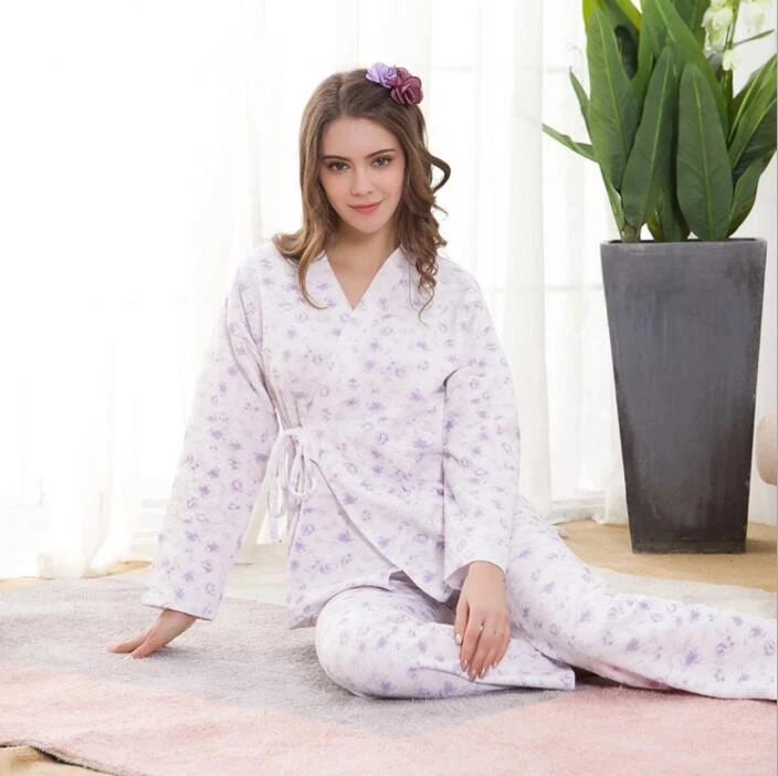 Cotton Maternity Pajamas Nursing Nightgown Breastfeeding Pregrency Pajama 2 Piece Set A185 | Мать и ребенок