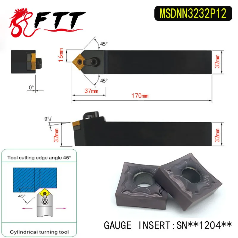 

MSDNN3232P12 45 Degree External Turning Tool Holder For SNMG120404 SNMG120408 Used on CNC Lathe Machine