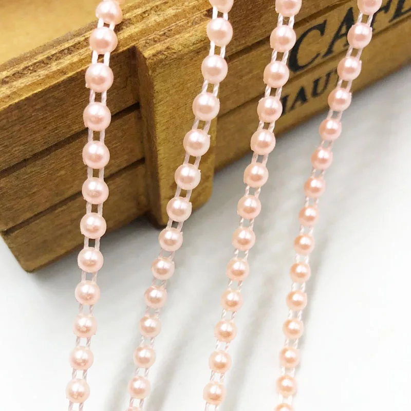 4 mm pink 2 ярдов смешанные бусины полукруглый искусственный жемчуг пластиковые цепочки бусины DIY аксессуары - Цвет: 4 mm pink