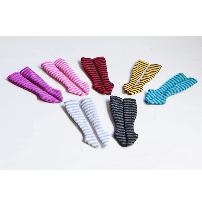 Новинка 5 пар разнообразных кукольных полосатых чулок для 1/6 Blyth Licca Barbie Pullip Doll
