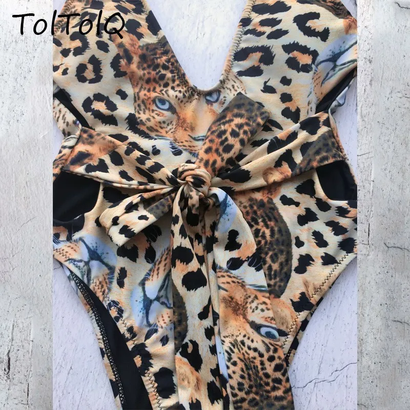 TolTolQ 2018 Новый сексуальный леопардовый принт бандаж Модный комбинезон Клубная - Фото №1
