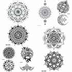 YURAN индийская черная мандала цветок временные татуировки наклейки женщины искусство цепочка из хны фальшивые татуировки Богемия Менди водостойкая татуировка