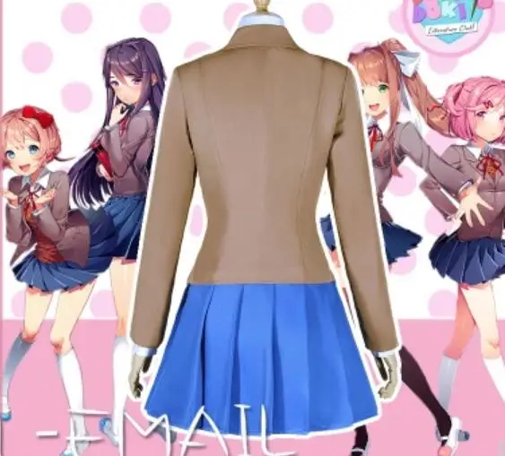 Doki Literature Club Monika Косплей Sayori Yuri Natsuki Костюм Школьная форма женский костюм| |