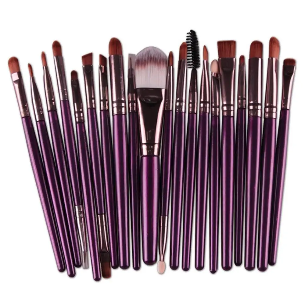 Purple 20 шт./компл. Профессиональные кисти для макияжа, набор кистей для макияжа с деревянной основа, тени для глаз, на нашем сайте! кисти для макияжа Косметика для макияжа, мягкие синтетические щетка очистки от волос - Цвет: Purple