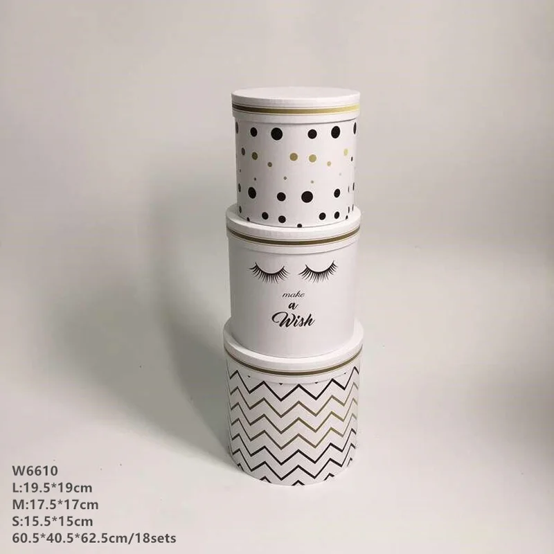 w6610 3pcs/set New Simple Flower Box Rose Valentine's Day Party Holiday Box Wedding Party Decoration Gift Box Round Gift Box - Цвет: w6610