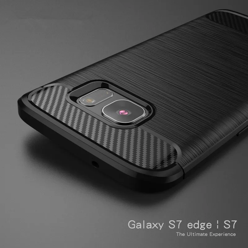 Матовый Силиконовый чехол из углеродного волокна для телефона резиновый Samsung S6 S7