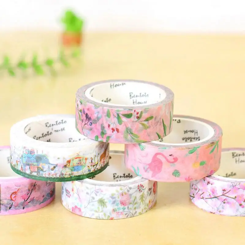 15 мм X 7 м милые Lotkawaii цветок еда Животные декоративные васи клейкие ленты DIY Скрапбукинг Маскировочная лента школьные офисные принадлежности