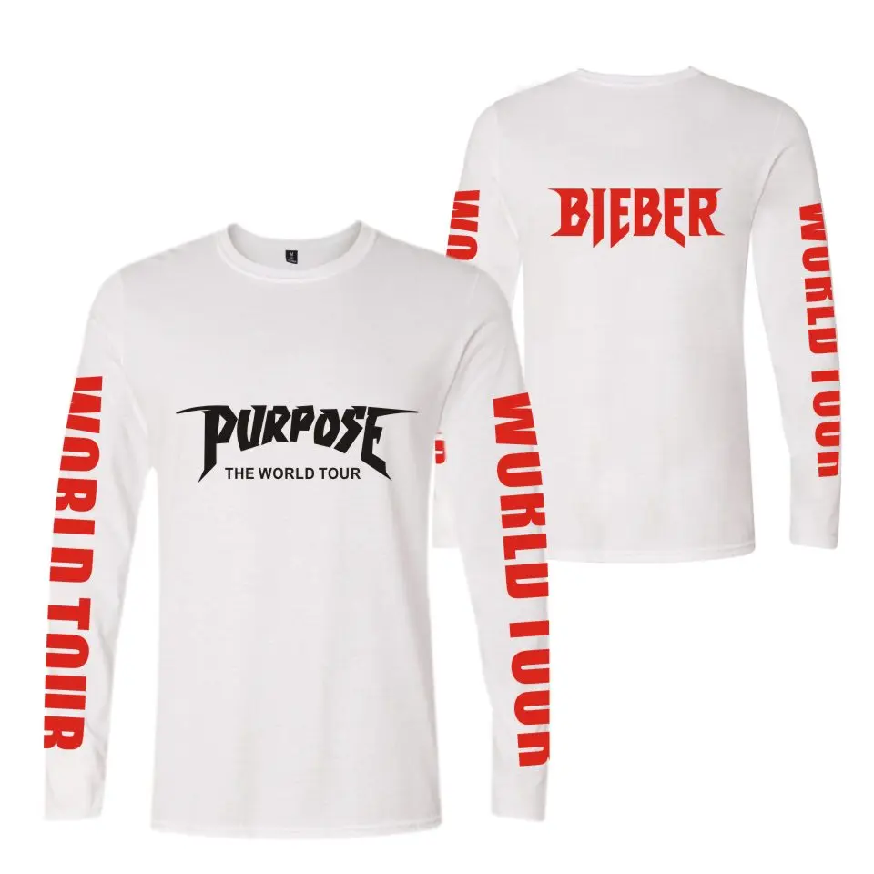 Футболка с длинным рукавом Justin Bieber хлопковая футболка для мужчин и женщин