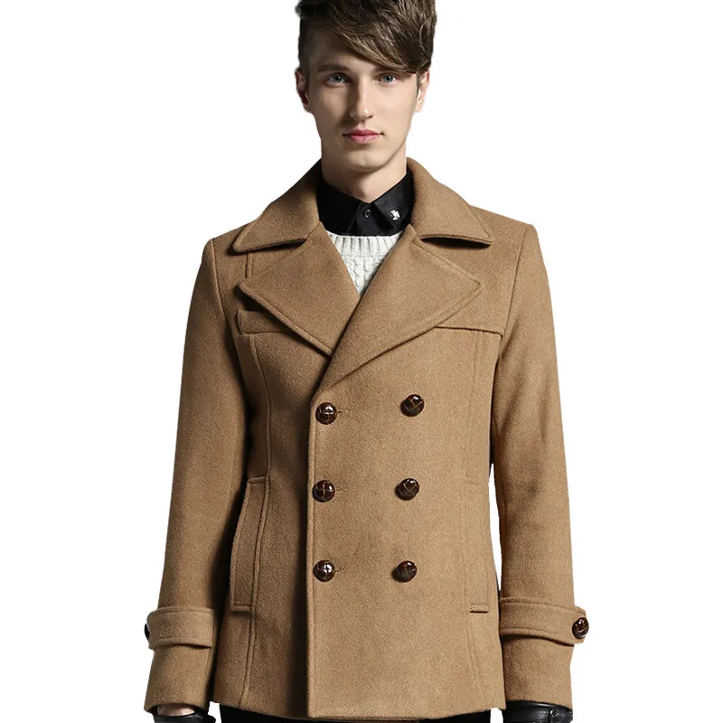 Tailor-made Trench 2017 new V-neck Thicken Warm Men's Wool Coats British Style Mens Winter Coat Fit Overcoat Manteau Homme