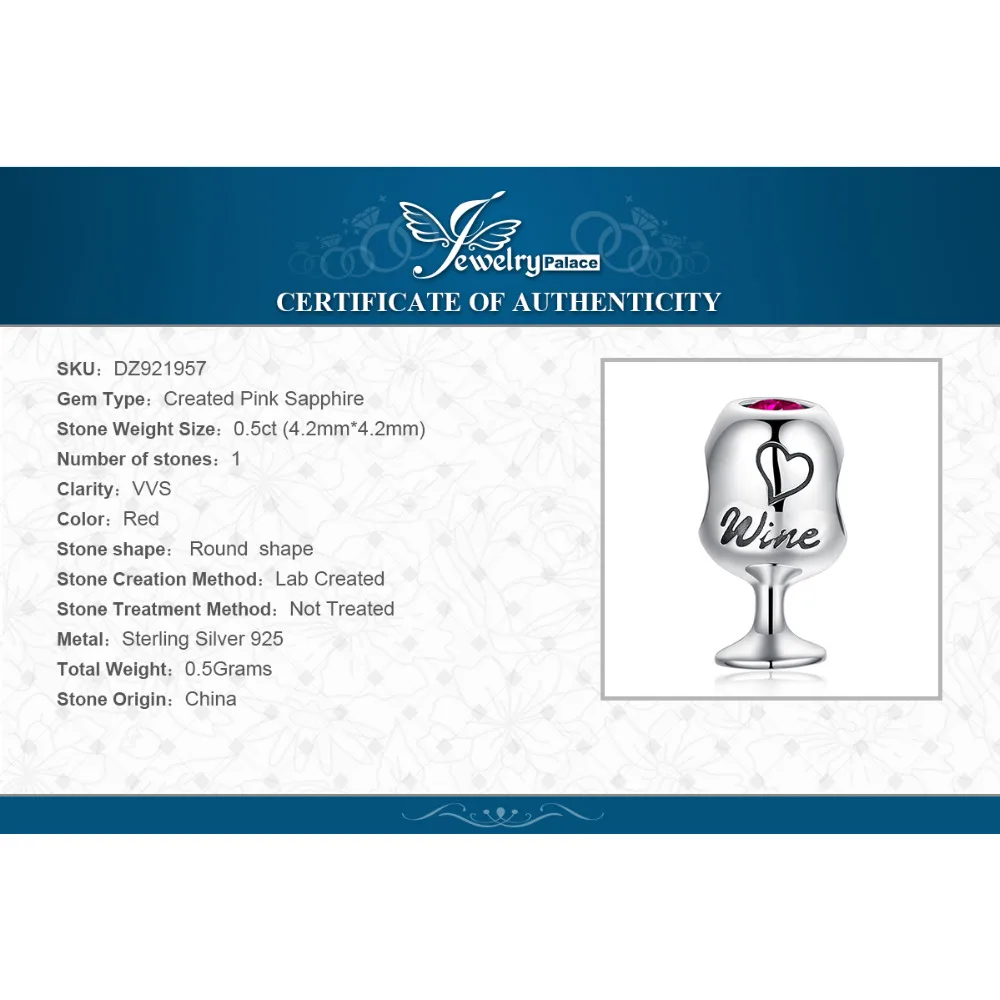 

JewelryPalace Wine 925 Sterling Silver Beads Charms Silver 925 Original For Bracelet Silver 925 original Beads Jewelry Making