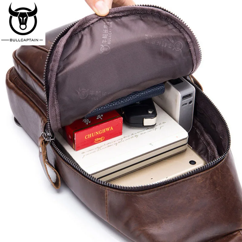 Мужская сумка из натуральной кожи нагрудной мессенджер через плечо модный