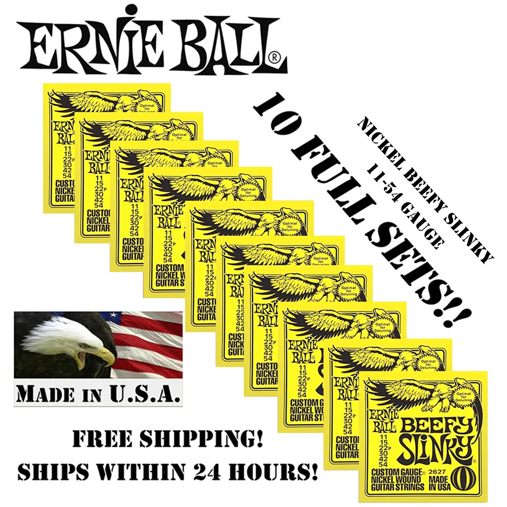 10 упаковок! Оригинальные струны Ernie Ball 2627 из никеля Beefy Slinky для настройки