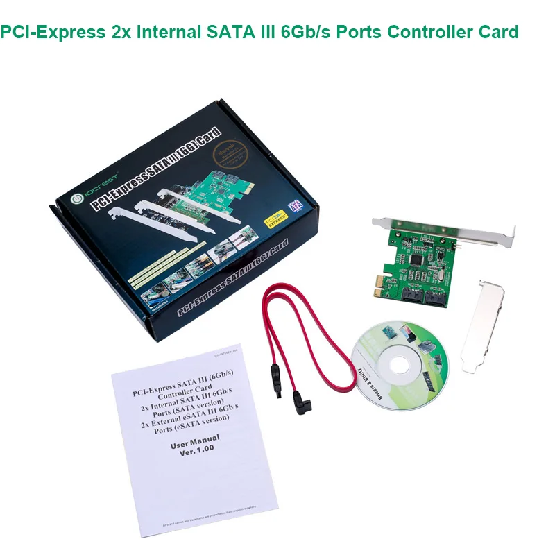 PCI Express SATA III (6 ГБ/сек.) карта контроллера 2x Внутренний 6 ГБ/сек. портов набор