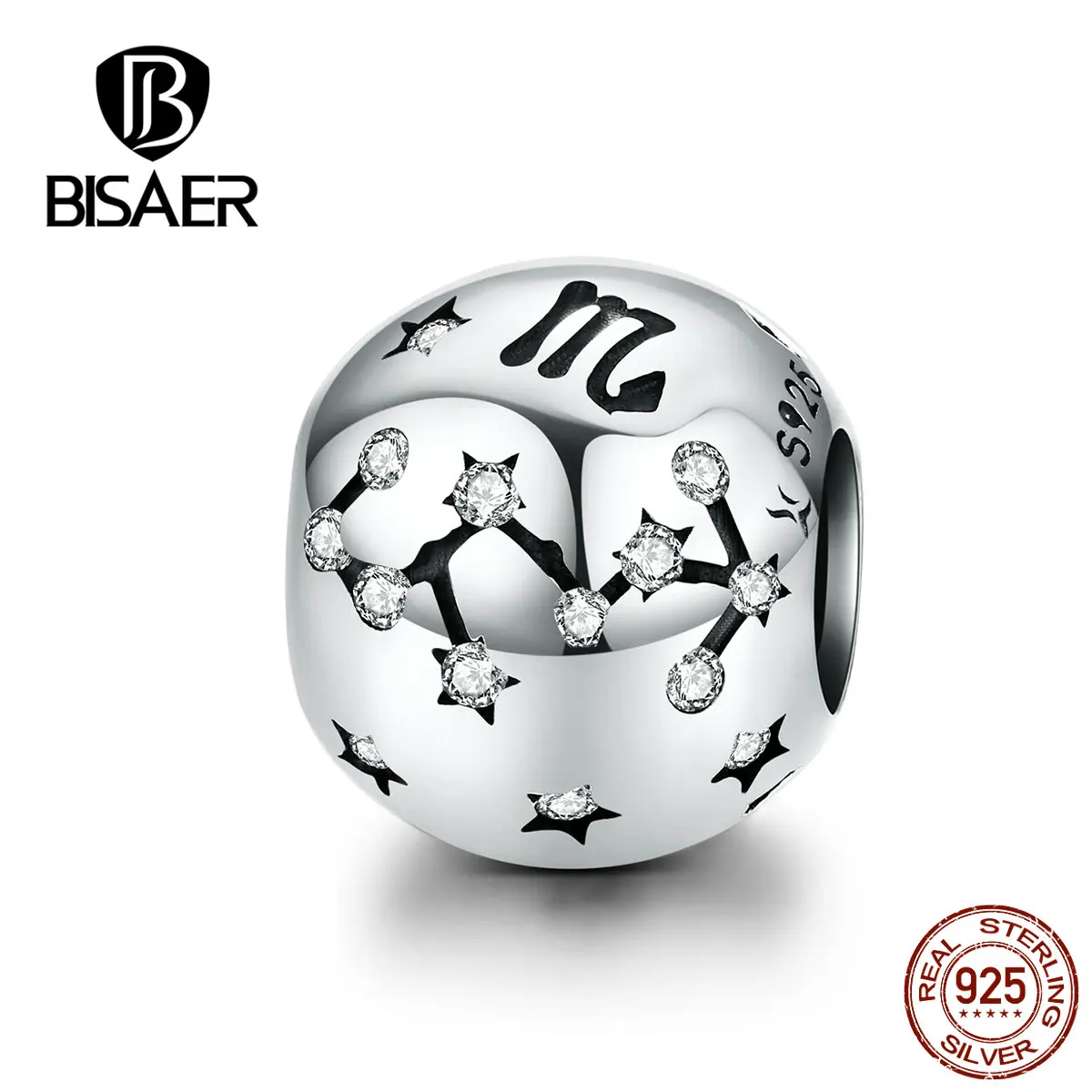 BISAER модный знак зодиака, 925 пробы, серебро, 12 бусины с созвездием, амулеты, модные DIY аксессуары, лучший подарок HSC1218 - Окраска металла: scorpio