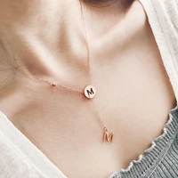 yun ruo 2018 rose gold color letters pendant necklace can adjusted fashion titanium steel woman jewelry prevent fade allergic