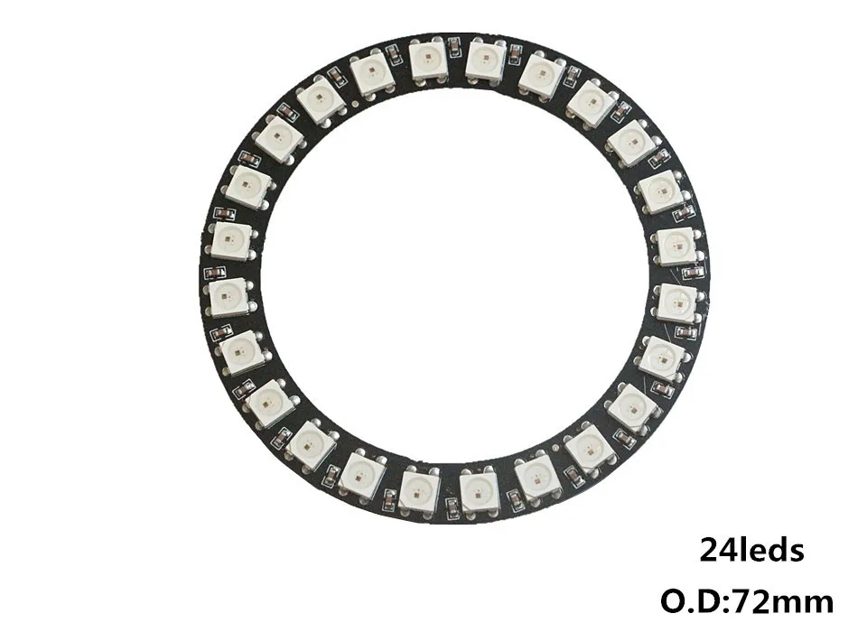24 leds WS2812B пикселей цветное светодиодное кольцо 8 16 24; большие размеры 35-45, 128 бит светодиодный s WS2812 SK6812 5050 RGB светодиодный фонарь-кольцо света RGB LED со встроенным драйверы DC5V - Испускаемый цвет: 24 leds