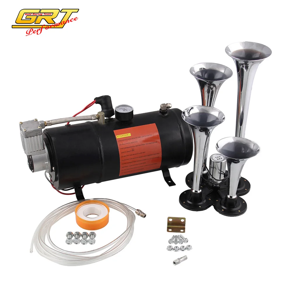 Новый 4 трубы хром звуковой сигнал поезда с 150 фунтов/кв. дюйм 3 литра 12 V воздушный