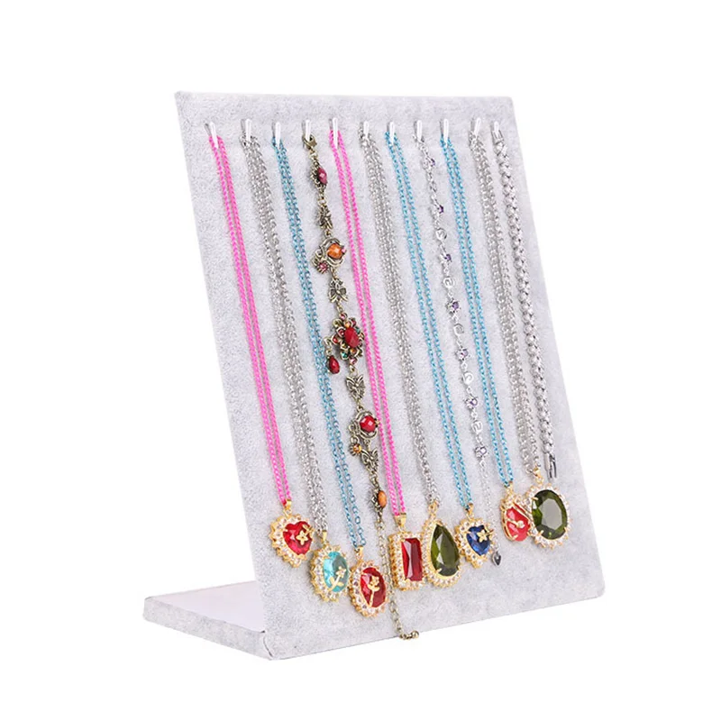 11 Hook L-type Velvet Necklace Display ShowCase Holder Women Ladies Jewelry Organizer Necklaces Stand | Украшения и аксессуары