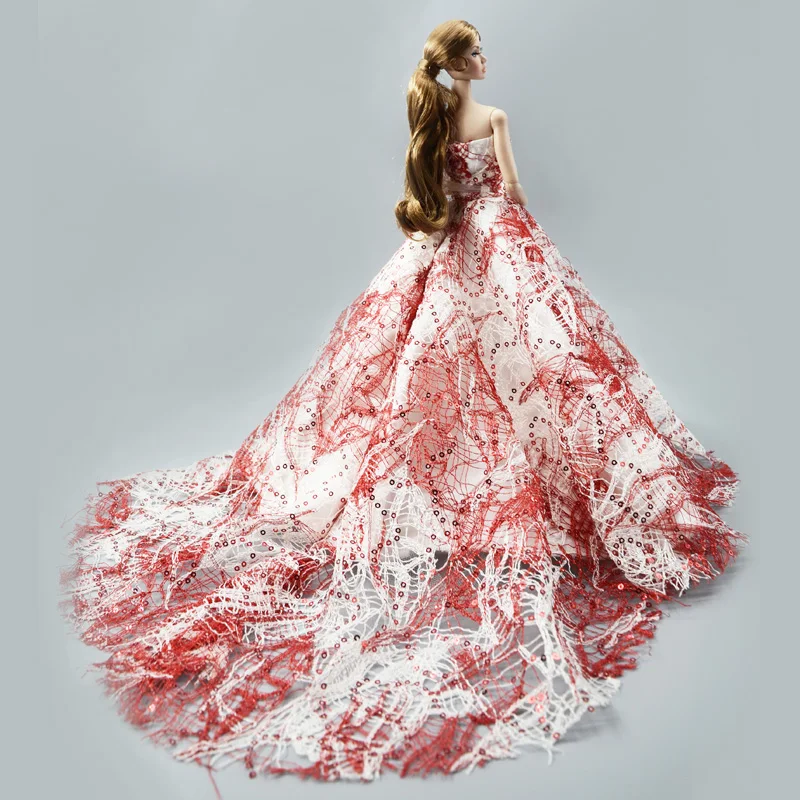 Высокая мода свадебные платье для куклы Барби одежда Принцесса Вечерние платья