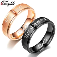 2018 new fashion diy couple jewelry her demon and his angel stainless steel wedding rings for women men