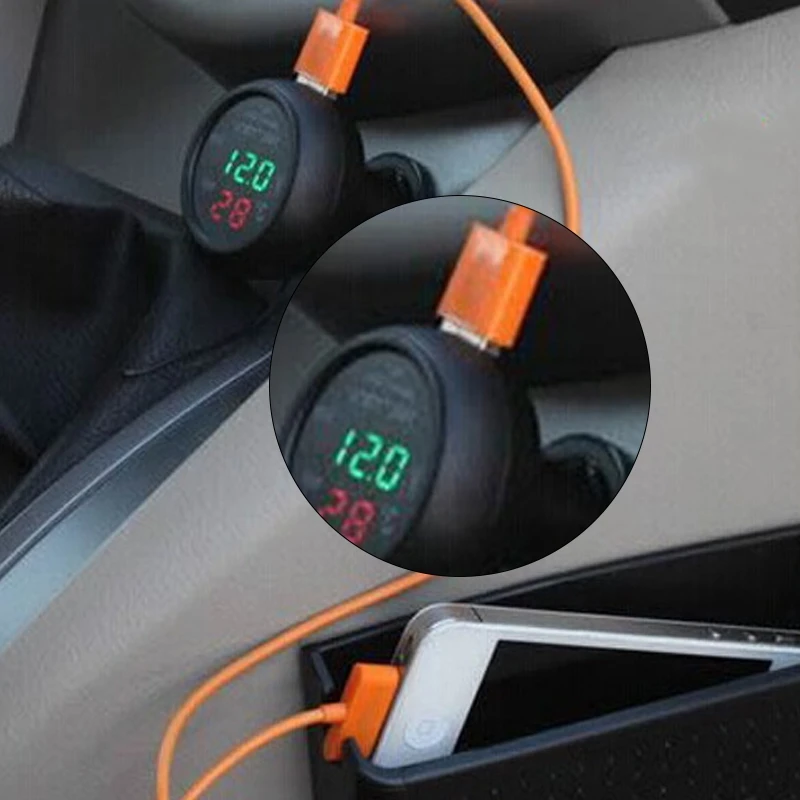 Новинка 3 в 1 Автомобильное USB зарядное устройство цифровой ЖК-дисплей тестер с измерителем напряжения и температуры