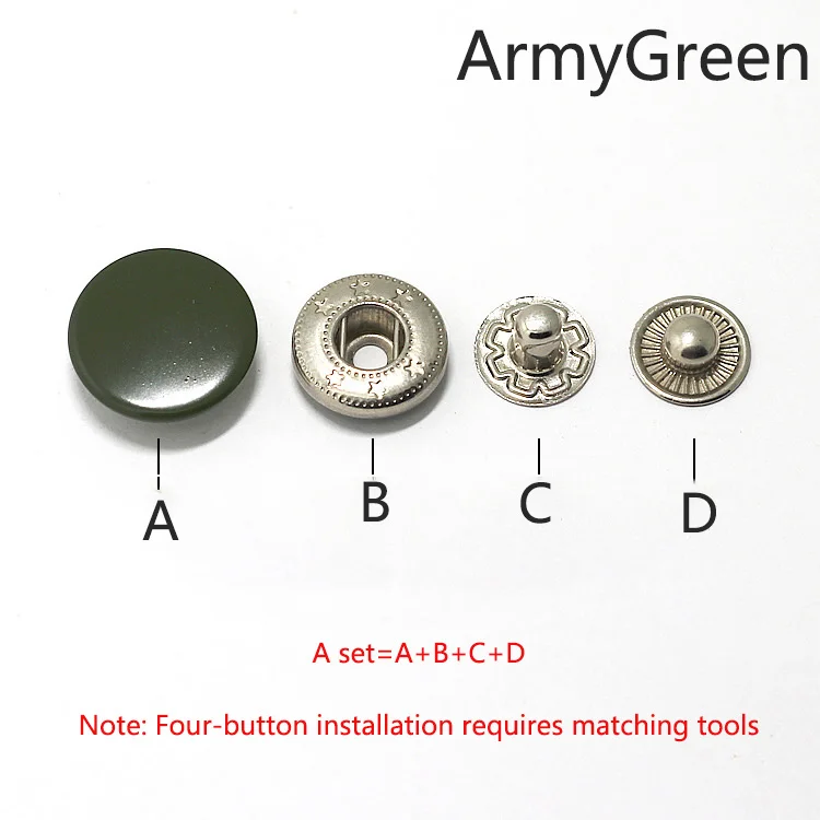Army green Meetee 20 Набор 12/15/17 мм Ретро Застежка-молния Пресс шпильки с пряжкой для Костюмы кнопки "сделай сам", детская одежда ручная швейная фурнитура D3-6 - Цвет: Army green