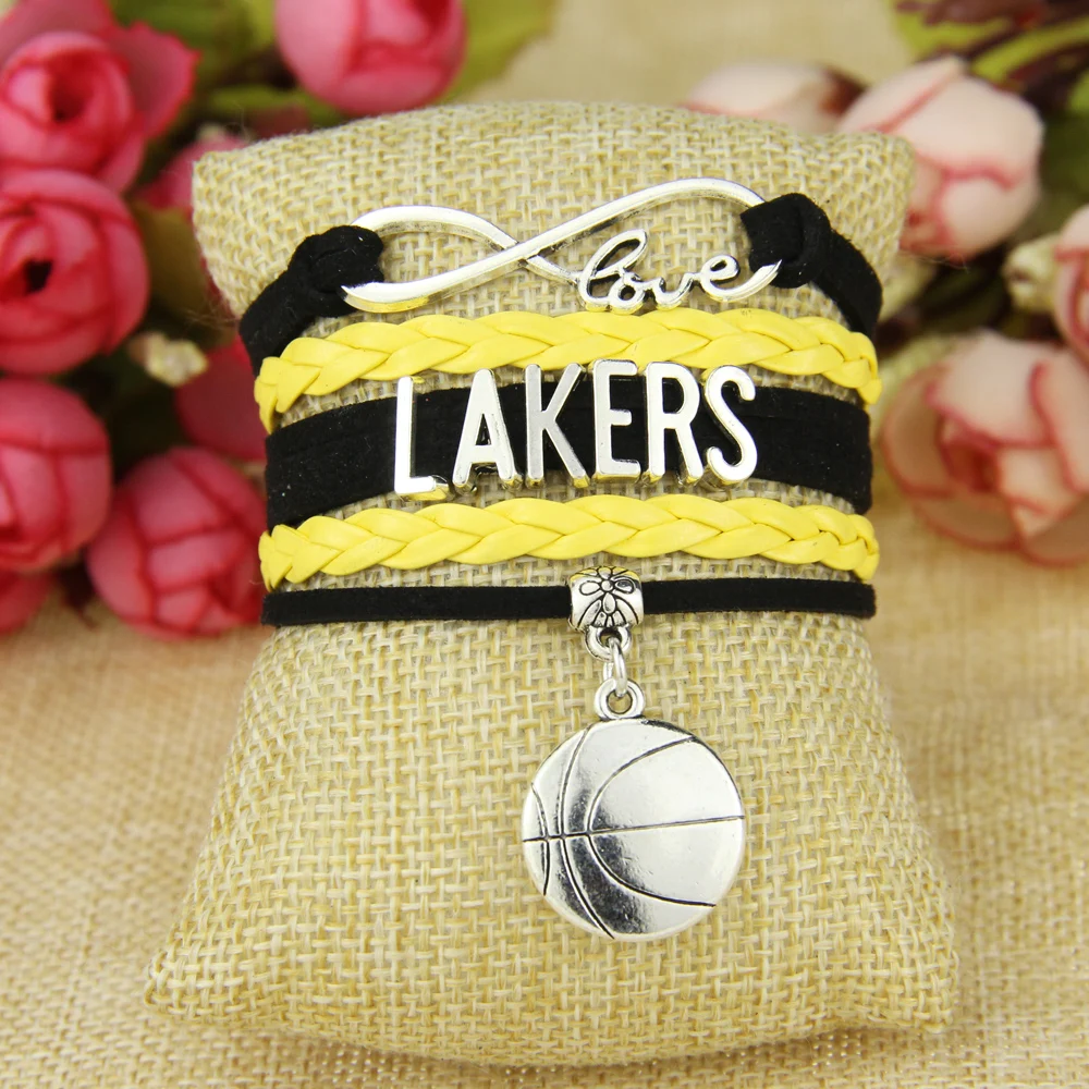 Браслет для футбольной команды Infinity Love Lakers желтый черный спортивный