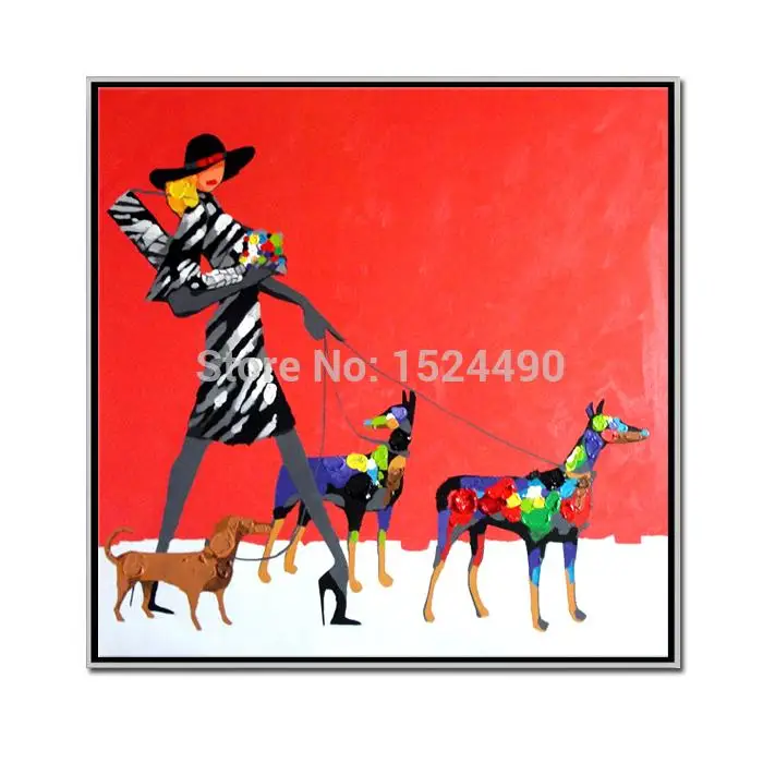 Ручная роспись маслом на холсте красная современная абстрактная художественная