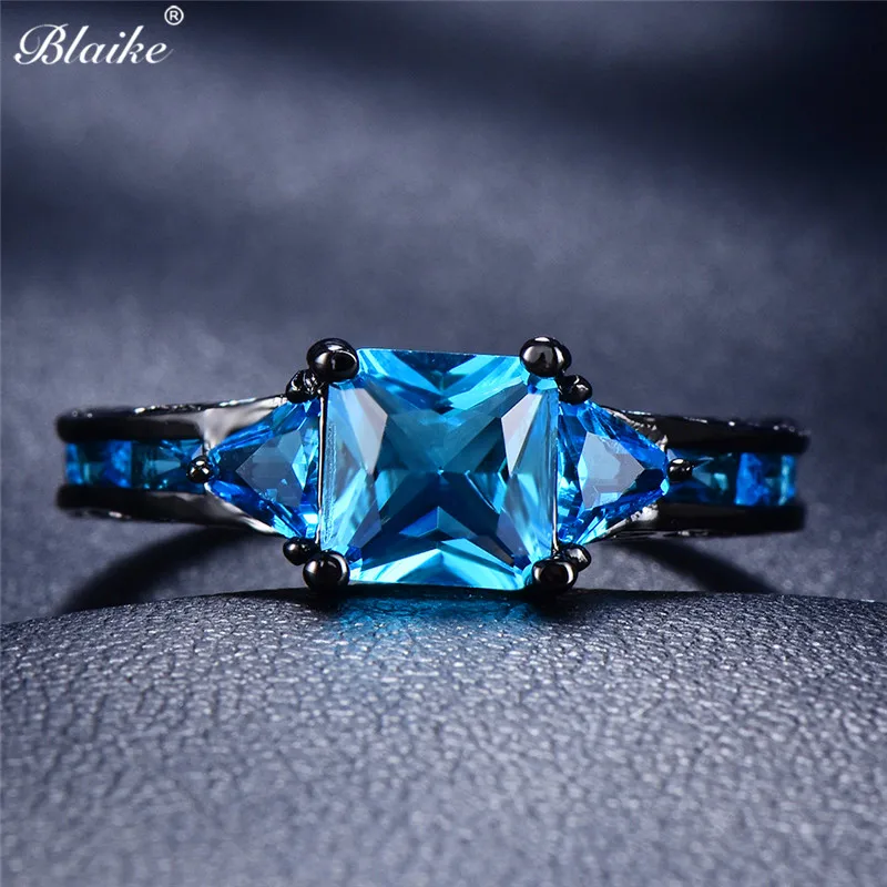 Blaike большое кольцо с голубым пламенем квадратные циркониевые кольца для женщин