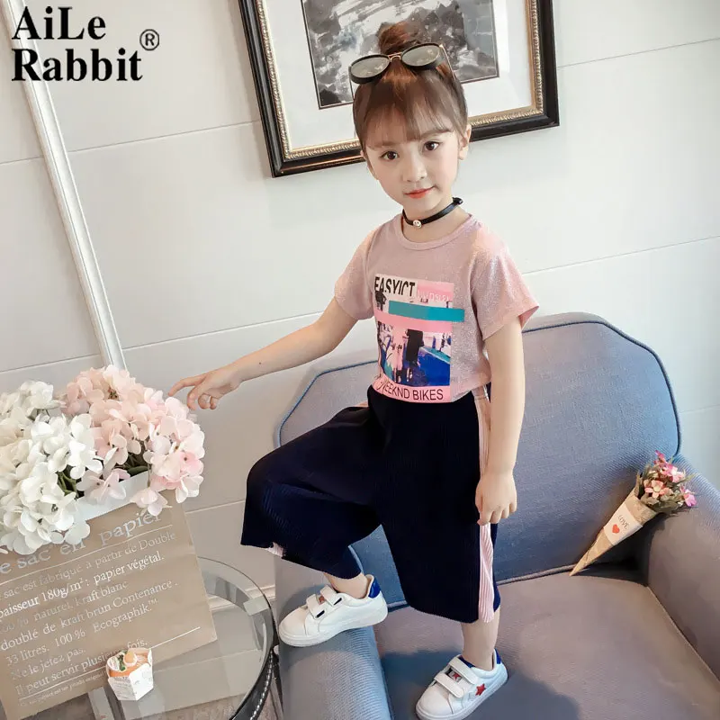 Летняя одежда AiLe Rabbit новинка 2018 года яркая цветная футболка с буквенным принтом и