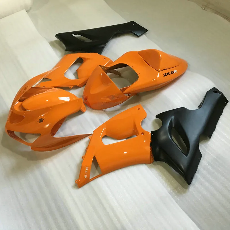 Изготовленный На Заказ оранжевый черный обтекатель комплект для KAWASAKI Ninja ZX6R 05 06 636
