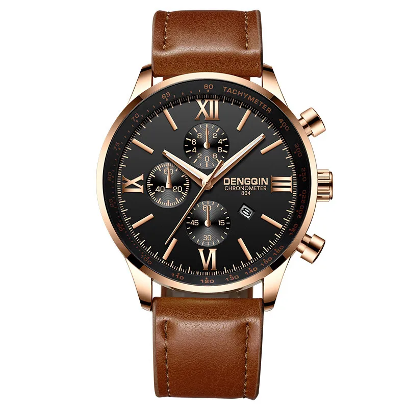 Роскошные мужские часы tempera деловые с кожаным ремешком военные повседневные