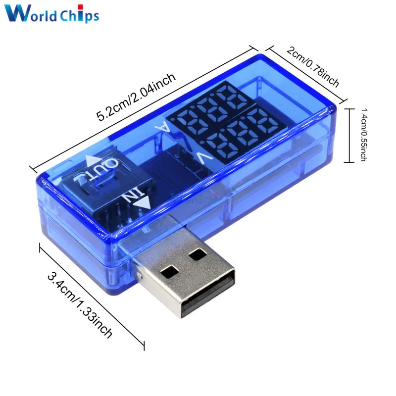 Мини 5 в красный синий USB измеритель напряжения тестер Вольтметр Амперметр