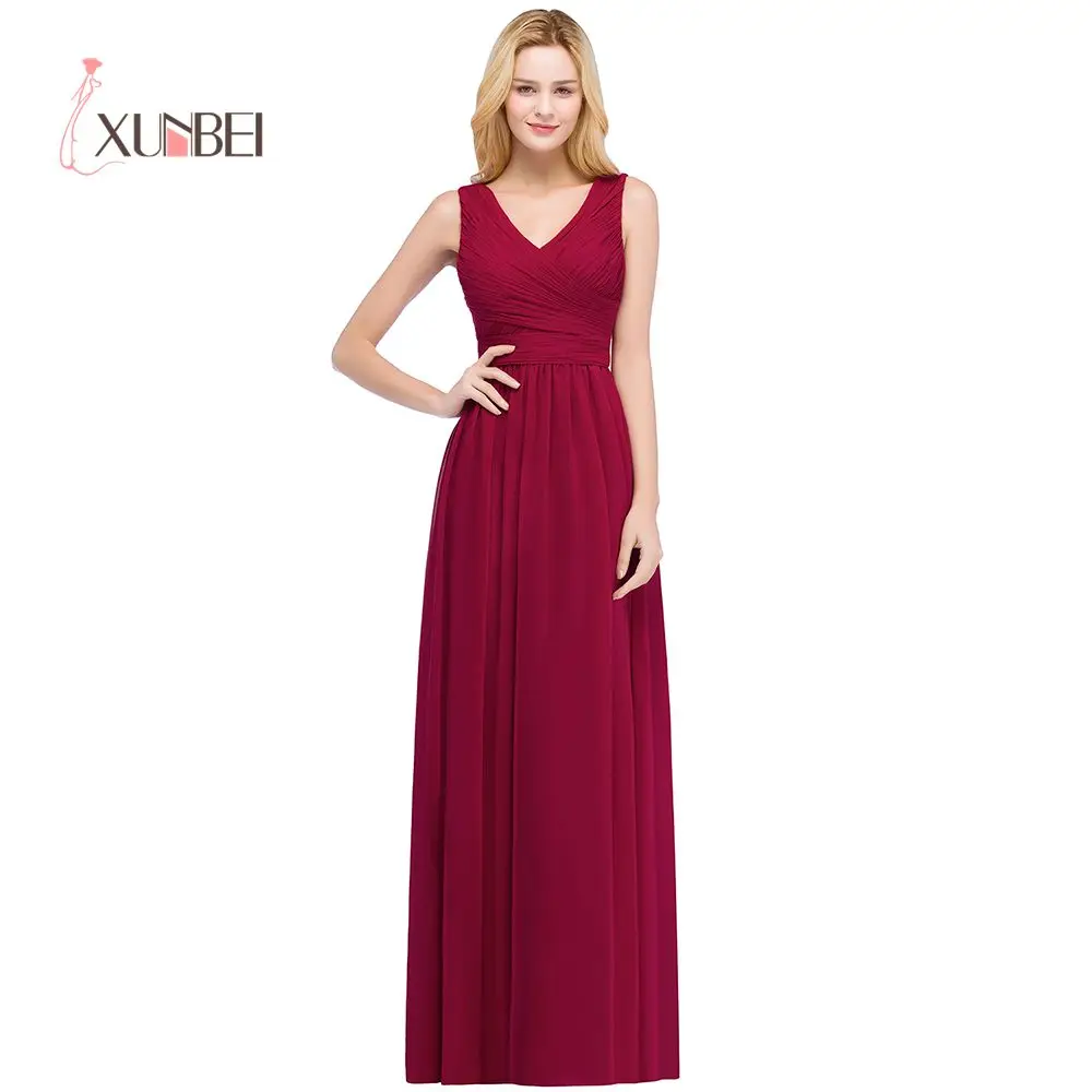 Robe demoiselle d'honneur 2 стиля v образный вырез/одно плечо бордовые платья подружек