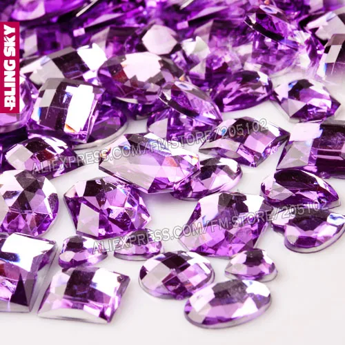 Смешанные размеры формы 100 шт./лот стразы с плоской задней стороной lt Аметист